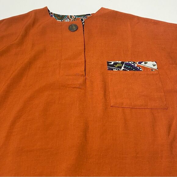 Vintage 80's Cricket Lane Rust Orange Button Front Blouse Women's Size Large - Picture 10 of 15